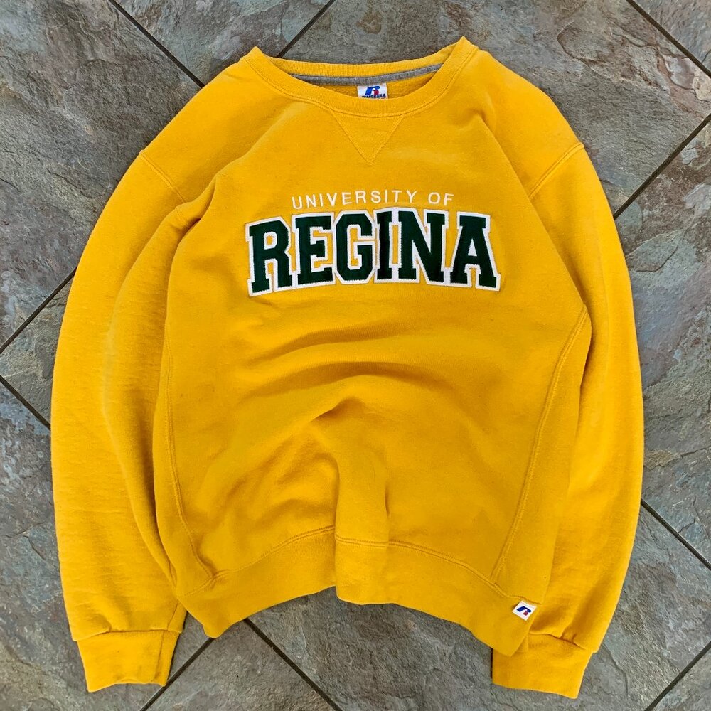 Russell Athletic University of Regina Crewneck Men's Large Yellow Embroidered